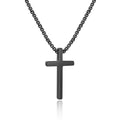 IEFSHINY Gifts for Men Boys - Stainless Steel Cross Pendant Chain Necklaces for Men, Mens 16-30 Inches Chain Gold Silver Black Cross Necklace Boys Jewelry Gifts - size: 22, style: Black-cross pedant 0.7"*1.18"
