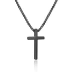 IEFSHINY Gifts for Men Boys - Stainless Steel Cross Pendant Chain Necklaces for Men, Mens 16-30 Inches Chain Gold Silver Black Cross Necklace Boys Jewelry Gifts - size: 30, style: Black-cross pedant 0.7"*1.18"