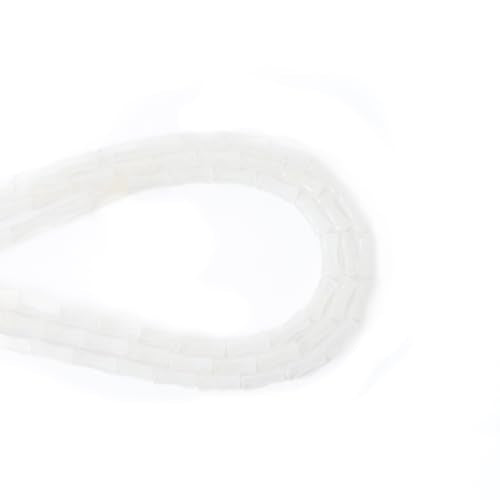 5x12mm Natural White Jade Stone Bamboo Shape Gem Healing Energy Loose Spacer Beads for DIY Necklace Bracelet Earring - color: White Jade