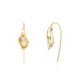 Mameloly Flower Earrings for Women Dainty 14K Gold Plated White Freshwater Pearl Stud Earrings Hypoallergenic - color: Calla Lily