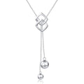 DAOCHONG Long Necklace S925 Sterling Silver Tassel Round Ball Necklace for Women,Snowflake Long Necklace Silver Jewelry Christmas New Year Holiday Gifts for Women Her (Chain adjustable) - style: Chain adjustable