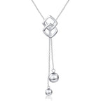 DAOCHONG Long Necklace S925 Sterling Silver Tassel Round Ball Necklace for Women,Snowflake Long Necklace Silver Jewelry Christmas New Year Holiday Gifts for Women Her (Chain adjustable) - style: Chain adjustable