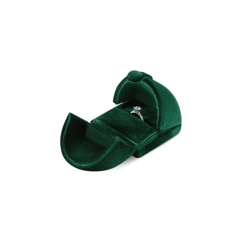 Resilient Velvet Ring Box for Wedding Engagement Proposal Photography, Single Slot Jewelry Ring Storage Case for Daily Use Retail Display (Emerald Green) - color: Emerald Green, size: Ring Box