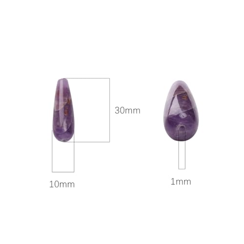 BEADIA Natural Amethyst Teardrop Stone Beads 10x30mm 12pcs Dangle Earring Charm for DIY Jewelry Making - color: Amethyst