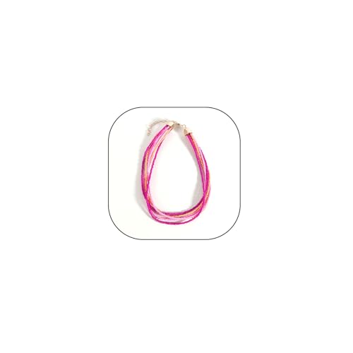 Multilayer Seed Beaded Necklaces for Women Bohemian Bead Choker Necklace Statement Layered Bead Necklaces Summer Jewelry Gift - color: Pink