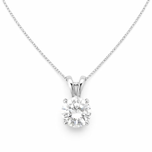 Mariell Cubic Zirconia Crystal Pendant Necklace for Women, 2 Carat 8mm CZ, for Brides, Wedding, Mother's Day Jewelry Gift - color: Silver