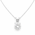 Mariell Cubic Zirconia Crystal Pendant Necklace for Women, 2 Carat 8mm CZ, for Brides, Wedding, Mother's Day Jewelry Gift - color: Silver