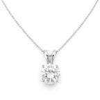 Mariell Cubic Zirconia Crystal Pendant Necklace for Women, 2 Carat 8mm CZ, for Brides, Wedding, Mother's Day Jewelry Gift - color: Silver