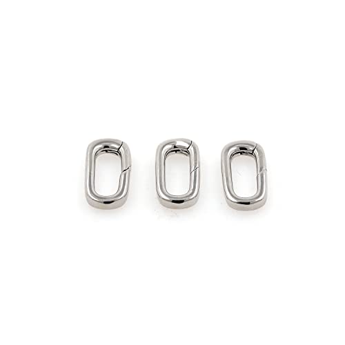 18K Gold Filled Oval Clasp Spring Claps Connector Carabiner Keychain for DIY Jewelry Finding Necklace Bracelet (Silver(9.5x19x3mm)) - color: Silver(9.5x19x3mm)