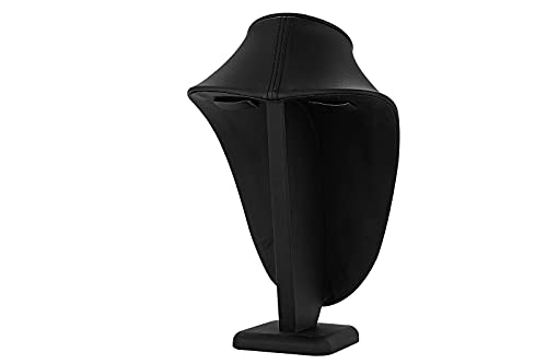 Polmart Modern Necklace Display Bust (Black Leatherette, 10 ¼”H) - color: Black Leatherette, size: 10 ¼”H