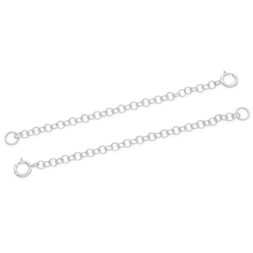 1pc Adabele Authentic 925 Sterling Silver Round Link Cable Chain Extender Clasp Strong Removable Adjustable 4 inch Extension for Necklace Bracelet Anklet Jewelry Making SS105-4 - color: Sterling silver, size: 4 inch