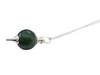 Amazing Gemstone Green Aventurine Crystal Ball Pendulum for Divination - Dowsing Pendulum Necklace with Chain and Quartz Bead for Reiki Healing and Crystal Grid Meditation - color: Green Aventurine