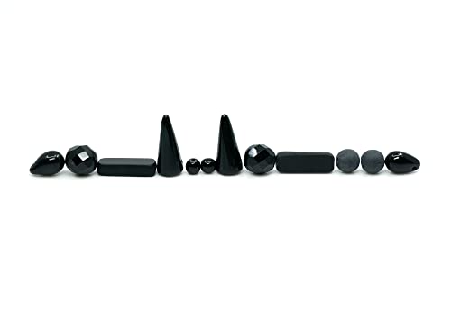 2.1oz (60g) of Glass Bead Mix with Drops, Table-Cut and fire Polish Czech Beads, Glossy & Matte Black - color: Black