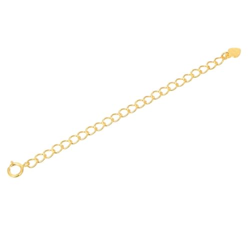 2pcs Adabele Real Yellow Gold Plated Sterling Silver Chain Extender Clasp Cute Heart Drop Strong Removable Adjustable 2 inch Extension for Necklace Bracelet Anklet Jewelry Making SS302-2 - color: Gold, size: 2 inch - 2pcs