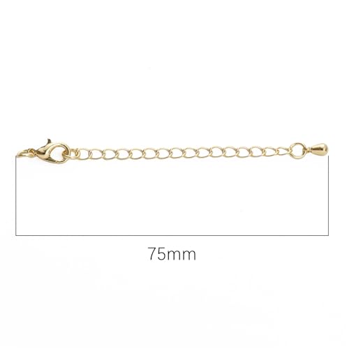 BEADIA 14K Gold Plated Extender Chains 75mm 20pcs Water Drop Extension Tail Chains for Jewelry Making Findings - color: WaterDrop