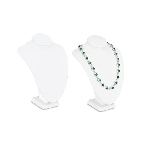 MOOCA 2 Pcs Small Necklace Chain Jewelry Bust Display Holder Stand, Necklaces Display Mannequin, Jewelry Bust Stand 7 1/4 in H, White Leatherette - color: 1) White Faux Leather, 2 pieces