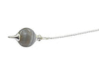 Amazing Gemstone Lace Agate Crystal Ball Pendulum for Divination - Dowsing Pendulum Necklace with Chain and Quartz Bead for Reiki Healing and Crystal Grid Meditation - color: Lace Agate