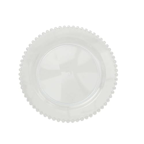8" Salad Plates - Set of 20 - Plastic Clear Round Disposable Dessert Appetizer Plate Beaded Rim, Ideal for Dinner Party Wedding Bulk Events - color: Clear, size: 8" Salad Plate, 20 Pack