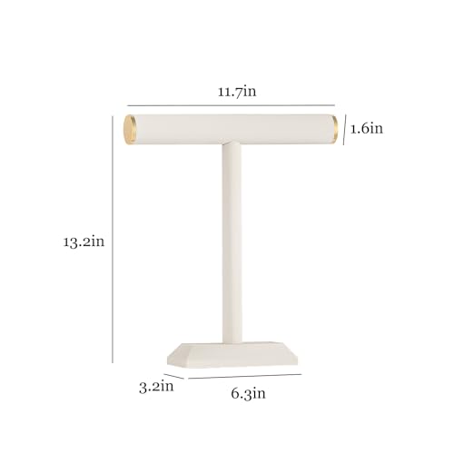 Julysky T-Bar Necklace Holder Stand,Necklace Display Stand for Selling,Necklace Organizer for Women,Necklace and Bracelet Hanger,Jewelry Stand,Necklace Storage Stand,Necklace Tree（Beige）