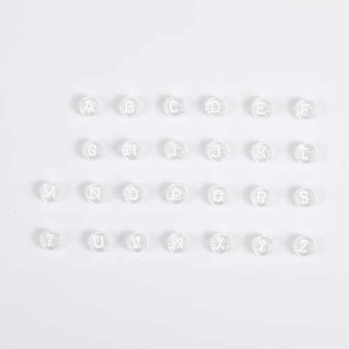 Ornaland 1480Pcs Letter Beads for Jewelry Making Bulk 7x4MM Small Acrylic Round Alphabet Beads for Earrings Necklaces Bracelets DIY Supplies(Clear) - color: Clear