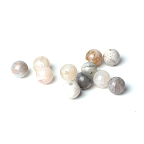 100Pcs Natural Stone 6mm Bamboo Leaf Agate Round Loose Gemstone Energy Healing Beads Hole Size 1mm DIY Smooth Beads for Bracelet Necklace Earrings Jewelry Making - color: Bamboo Leaf Agate, size: 6mm