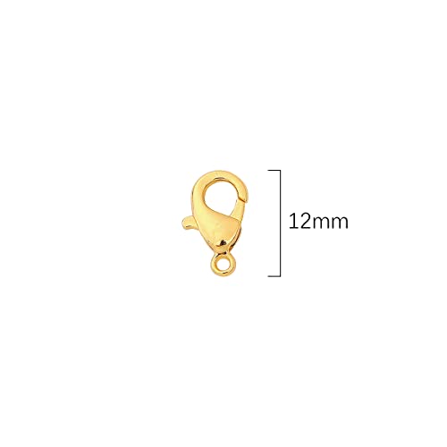 BEADIA 18K Gold Plated Lobster Clasps Non Tarnish 12mm 20pcs for Jewelry Making Findings - color: Lobster Clasps Gold, size: 12mm