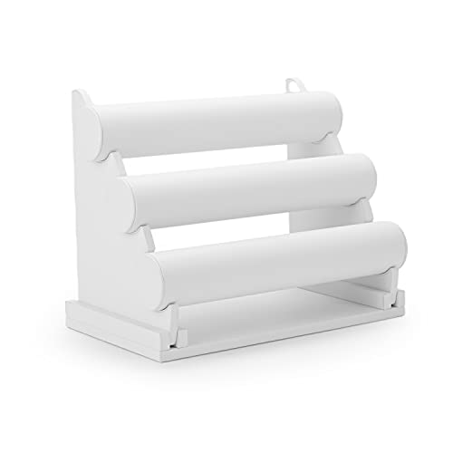 3 Tiers White PU Leather Jewelry Organizer Stand and Display Detachable Bracelet Display Stand Jewelry Tree for Watch Organization - color: 3 tiers-white