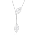 Long Necklace Sterling Silver Larait Bar Y Lariat Long Chain Drop Adjustable Necklace Gift for Her, 30" - style: Long Leaf Lariat Necklace