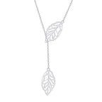 Long Necklace Sterling Silver Larait Bar Y Lariat Long Chain Drop Adjustable Necklace Gift for Her, 30" - style: Long Leaf Lariat Necklace