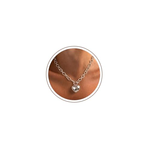 Freekiss Women's Layered Necklace Set - 3 Piece Dainty Gold Jewelry for Everyday Stacking | 14K Gold Plated Snake Chain, Rope Chain, Cuban Chain | Adjustable Length 14-18.5 Inch | Gift Ready - color: Silver, style: Heart Paperclip OT-SL