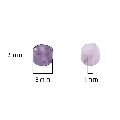 BEADIA Natural Light Amethyst Short Cylinder Beads 2x3mm 155pcs Tube Loose Semi Gemstone Beads for Jewelry Making Design - color: Light Amethyst
