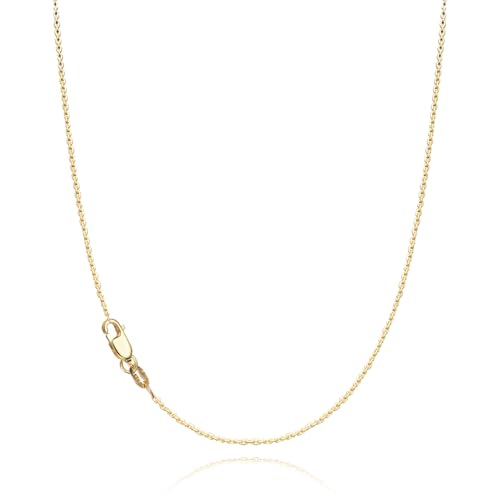 Solid 18K Gold Plated 925 Sterling Silver Chain Necklace for Women, 1.1mm Thin Dainty Cable Chain Non Tarnish & Sturdy Women's Chain Necklace 14/16/17/18/20/22/24 Inches - color: Yellow Gold, size: 17 Inch