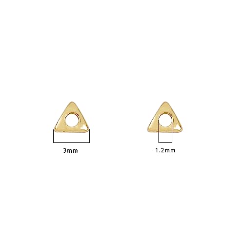 BEADIA 14K Gold Plated Triangle Spacer Beads 3x3mm 50pcs for Jewelry Making Findings Non Tarnish - color: 14K Gold, size: 3x3mm Triangle