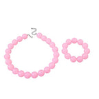 Colorful Chunky Beaded Necklace for Women Acrylic Bead Choker Necklaces Fashion Large Round Beads Necklaces for Women Handmade Summer Jewelry - color: Pink bracelet + necklace