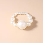Acrylic Chunky Gold Beaded Bracelet for Women,Extra Big Round Ball Bead Chain Stretch Bracelet,Exaggerated Faux Pearl Bracelets Prom Party Jewelry - color: Pearl