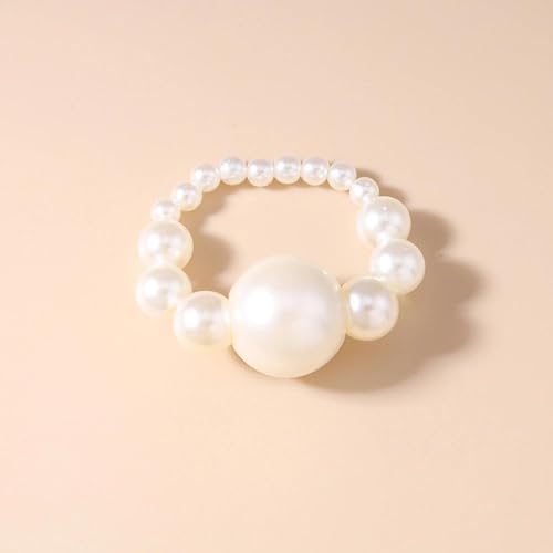 Acrylic Chunky Gold Beaded Bracelet for Women,Extra Big Round Ball Bead Chain Stretch Bracelet,Exaggerated Faux Pearl Bracelets Prom Party Jewelry - color: Pearl