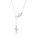 Long Necklace Sterling Silver Larait Bar Y Lariat Long Chain Drop Adjustable Necklace Gift for Her, 30" - style: Long Olive Leaf Necklace