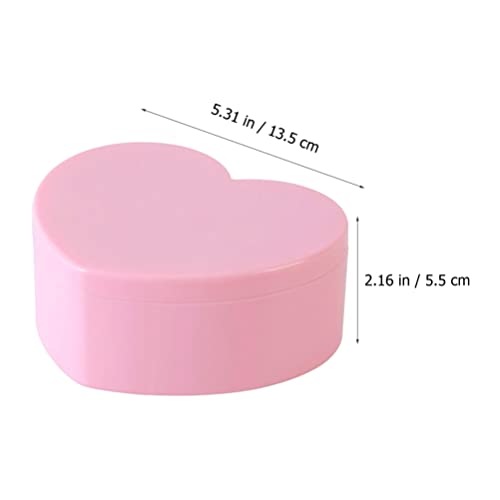 Cabilock 4 PCS Heart Shape Double Layer Jewelry Box with Mirror, Portable Jewelry Organizer Case for Earrings Rings Necklaces Desk Topper Organizer, Pink