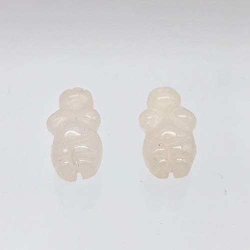2 Carved Rose Quartz Goddess of Willendorf Beads for Jewelry Making