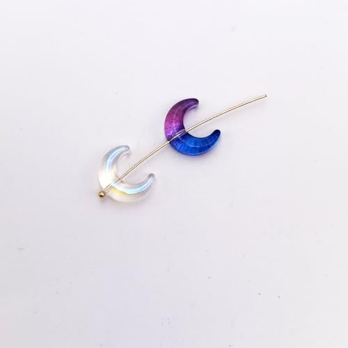 INSPIRELLE 100pcs Moon Crescent Crystal Glass Tiny Hanging Beads for Jewelry Making and DIY Craft Accessories，12 * 15mm - color: Crescents