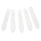 50mm Natural White Clear Quartz Hexagonal Wand Jewelry Making Crystal Pointed Chakra Reiki Healing Beads 2mm Hole Drilled(Pack of 5) - color: White Clear Quartz