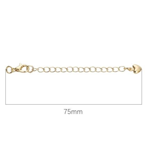 BEADIA 14K Gold Plated Extender Chains 75mm 20pcs Smooth Heart Extension Tail Chains for Jewelry Making Findings - color: Smooth Heart