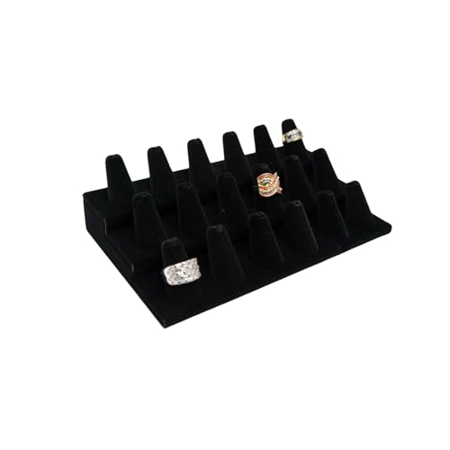 Novel Box Black Velvet Jewelry 18 Rings Finger Display Stand 8.25x4.75x2.5 Inches with Square Base - Ring Holder Organizer Stand for Selling or Personal Use - Display Stands for Rings - color: 18 Ring Finger, size: Black Velvet