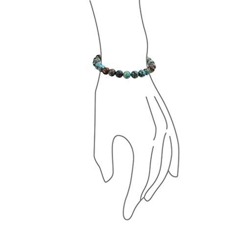 Bling Jewelry Natural Multi Color Semi Precious Gemstone Round Bead 8MM Strand Stackable Stretch Bracelet For Women Men Teen Unisex - color: Blue Oak Jasper