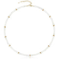 AGOT Beaded Gemstone Necklace for Women: Boho Bead Choker Natural Stone Necklaces - Handmade Jewelry for Summer Beach - color: White