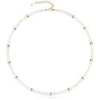 AGOT Beaded Gemstone Necklace for Women: Boho Bead Choker Natural Stone Necklaces - Handmade Jewelry for Summer Beach - color: White