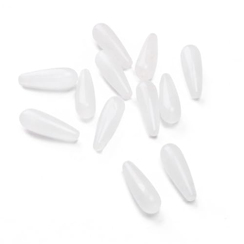 BEADIA Natural White Agate Teardrop Stone Beads 10x30mm 12pcs Dangle Earring Charm for DIY Jewelry Making - color: White Agate