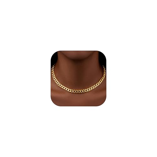 WomenGifts Cuban Link Chain Necklace for Women, Waterproof 14k Gold Silver Plated Chain Choker, Non Tarnish Stainless Steel Jewelry, 3.5/5/6/8/11mm,14/16/18 Inch Thin&Chunky&Thick - color: Gold, style: 8MM-14"