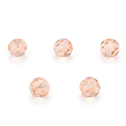 100pcs Adabele Austrian 4mm (0.16 Inch) Small Faceted Loose Round Crystal Beads Light Peach Pink Compatible with 5000 Swarovski Crystals Preciosa SS2R-418 - color: Peach/Pink, size: 4mm Small (100pcs)