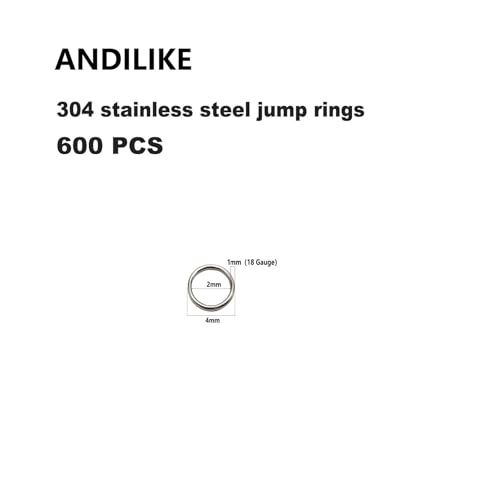600 Pcs 304 Stainless Steel Jump Rings,4MM Open/Close O Rings,Loop Contactors for Jewelry Making,DIY Crafts, Industrial Repair 1MM Thickness (18 Gauge) - size: 4MM